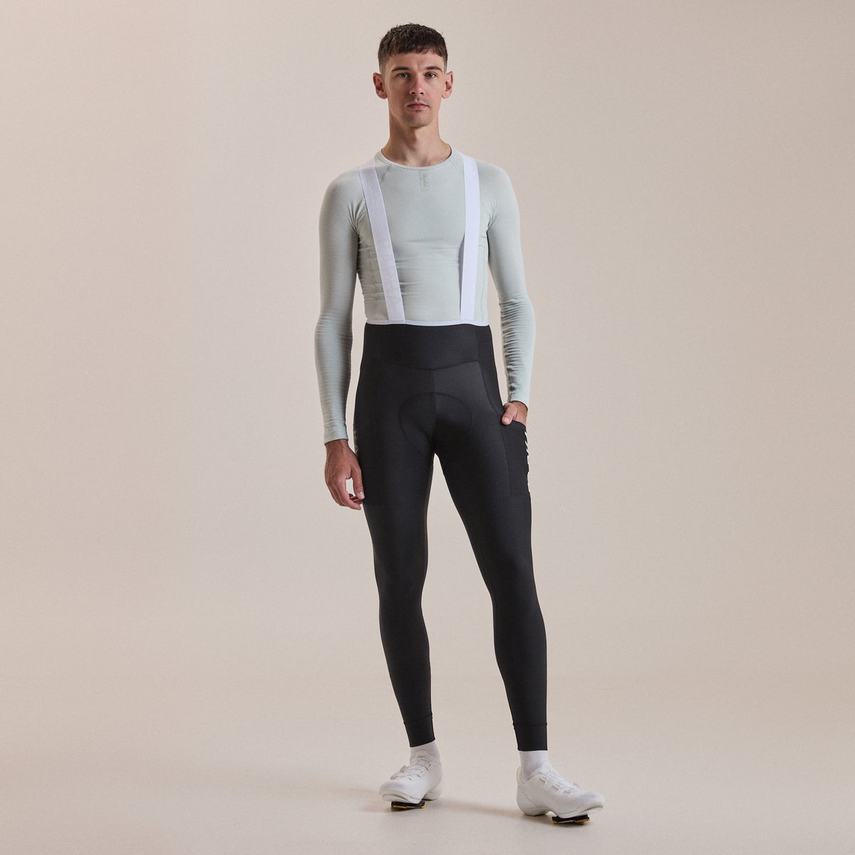 Men's Pro Team Lightweight Cargo Tights - Black/White