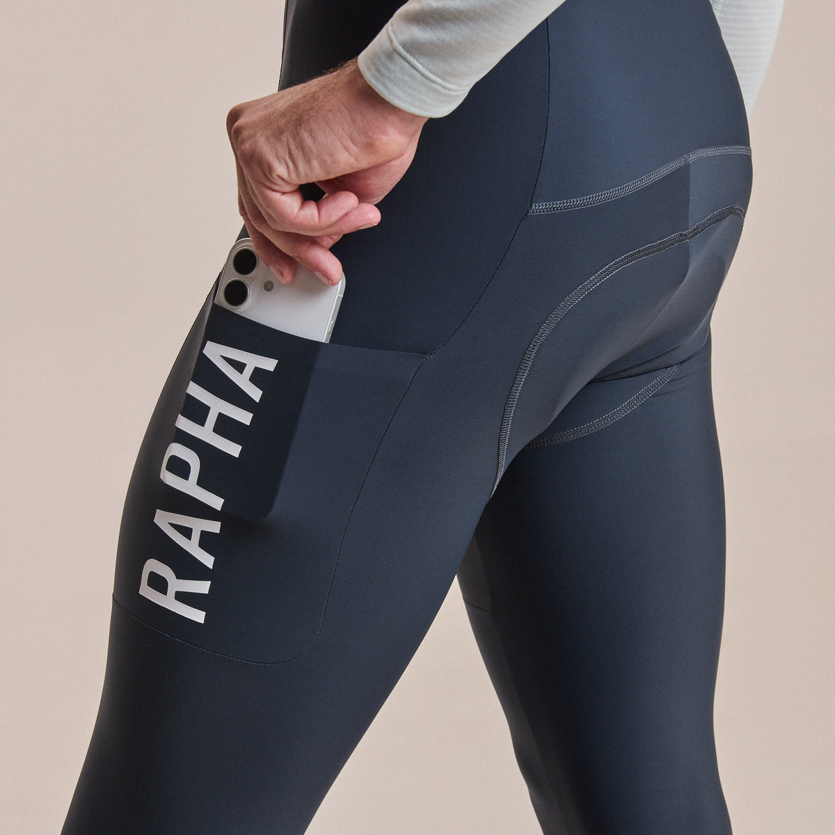 Men's Pro Team Lightweight Cargo Tights - Carbon/White