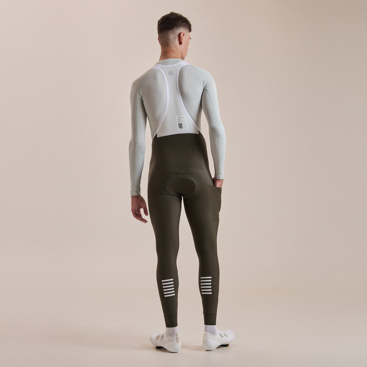 Men's Pro Team Lightweight Cargo Tights - Bottle Green/White