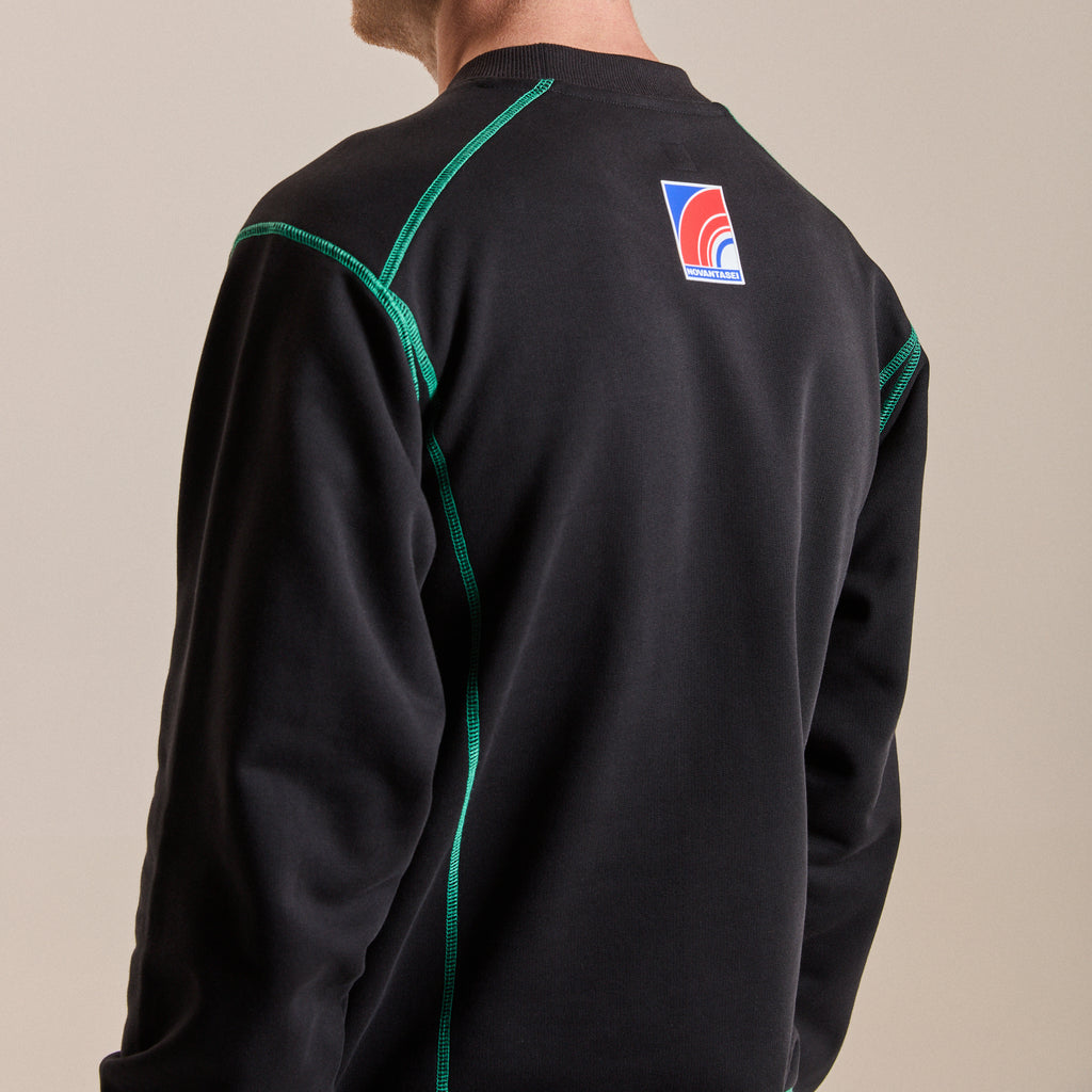 Cotton Sweatshirt - Novantasei - Black/Fresh Green
