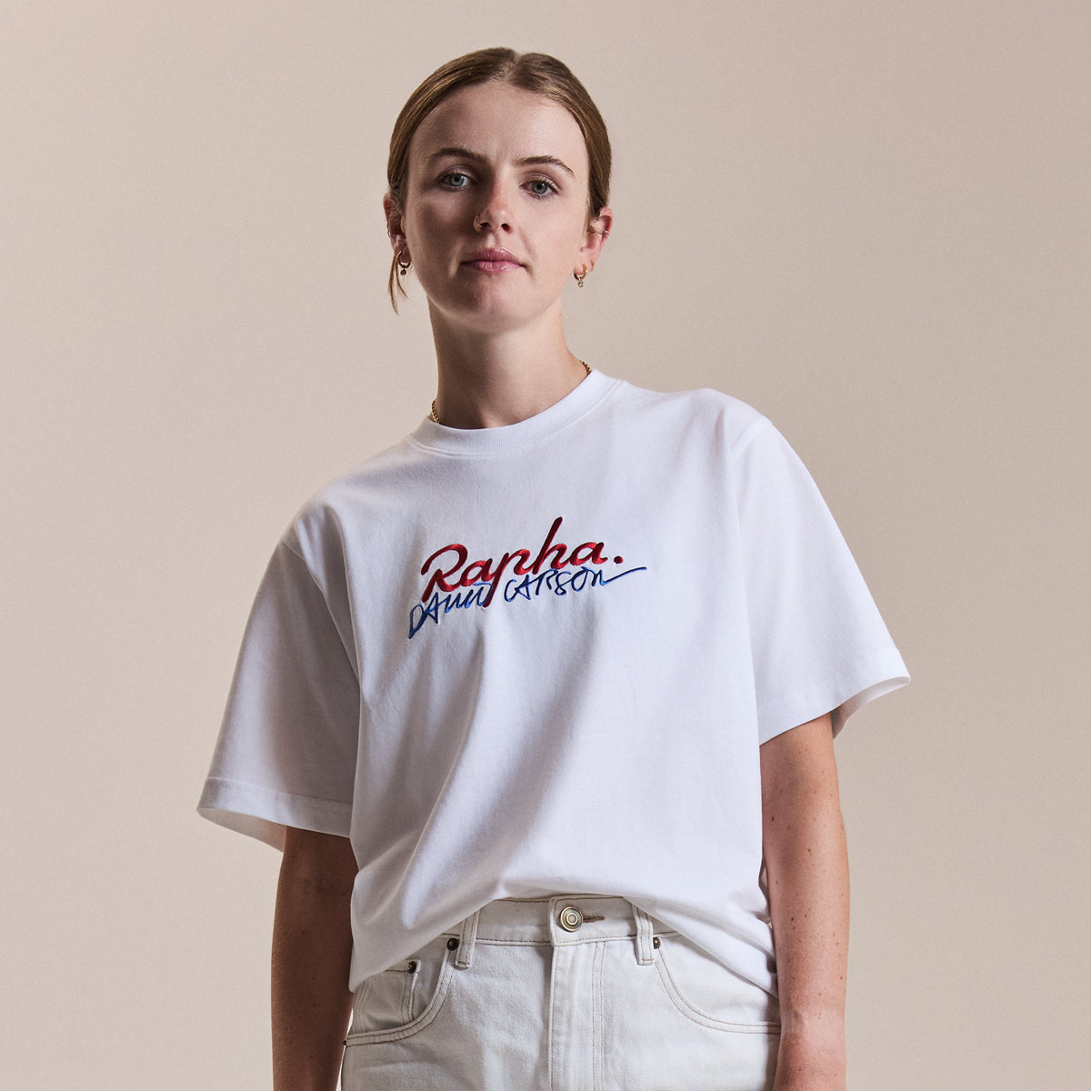 Rapha + David Carson Unisex Cotton T-Shirt - White/Cobalt