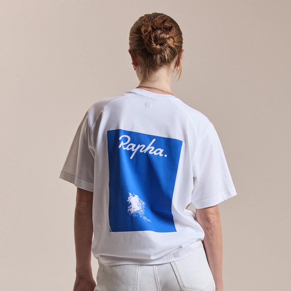 Rapha + David Carson Unisex Cotton T-Shirt - White/Cobalt