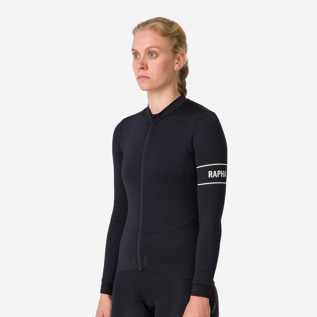 Women's Pro Team Long Sleeve Thermal Jersey - Black/White