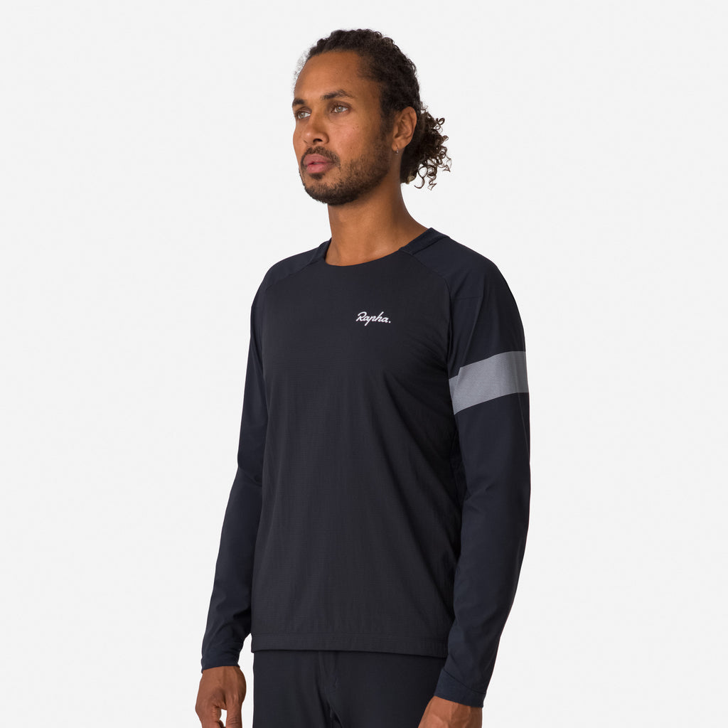 Men's Trail Windblock Jersey - Black/Light Grey