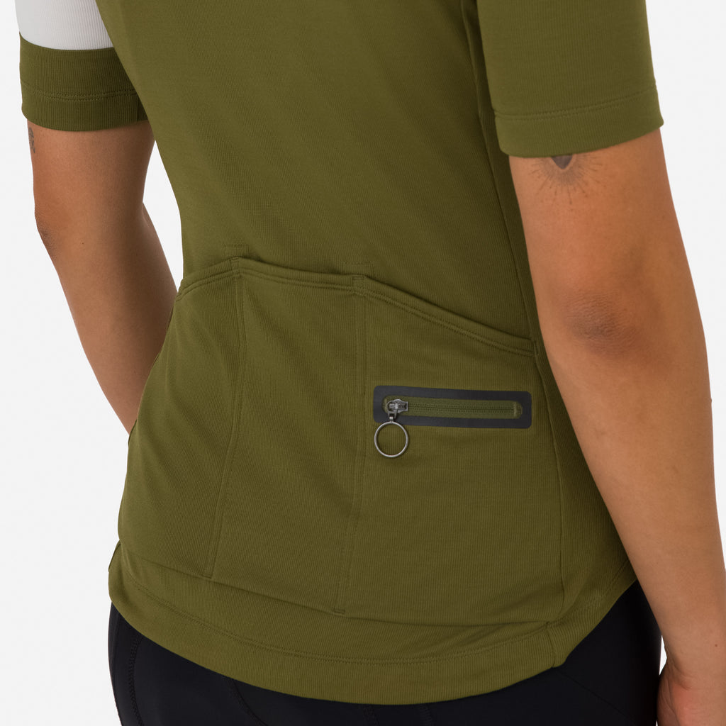 Women's Classic Jersey - Dark Khaki/White
