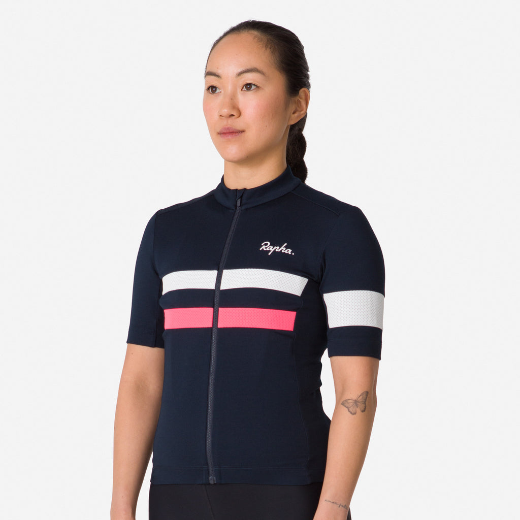 Women's Brevet Jersey - Dark Navy/High-Vis Pink/White