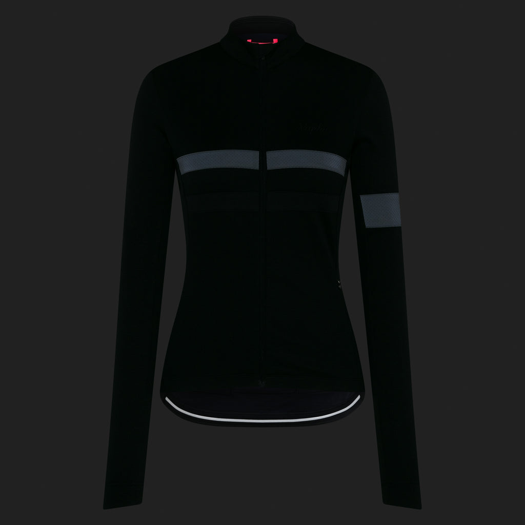 Women's Brevet Long Sleeve Jersey - Black/Black Reflective