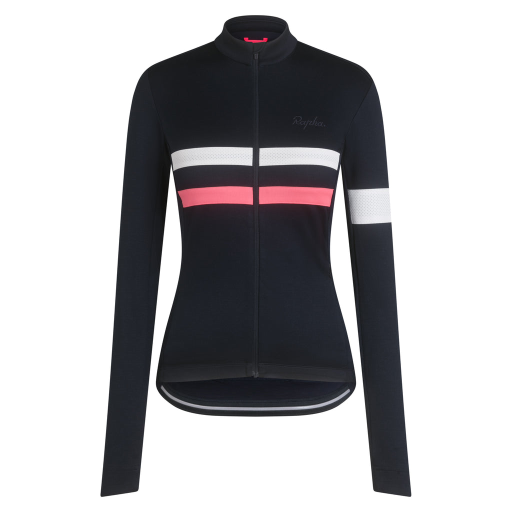 Women's Brevet Long Sleeve Jersey - Dark Navy/Hi-Vis Pink