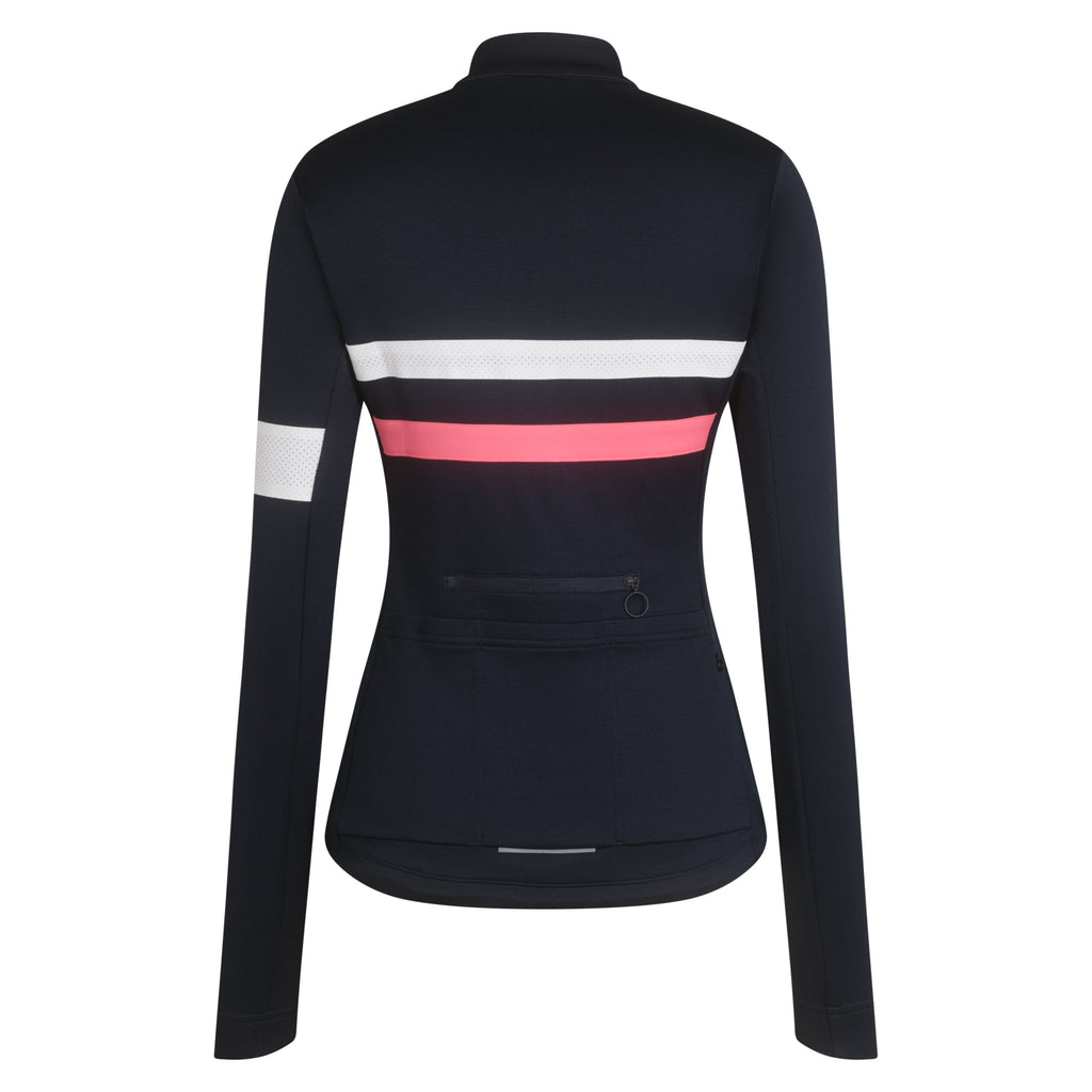 Women's Brevet Long Sleeve Jersey - Dark Navy/Hi-Vis Pink