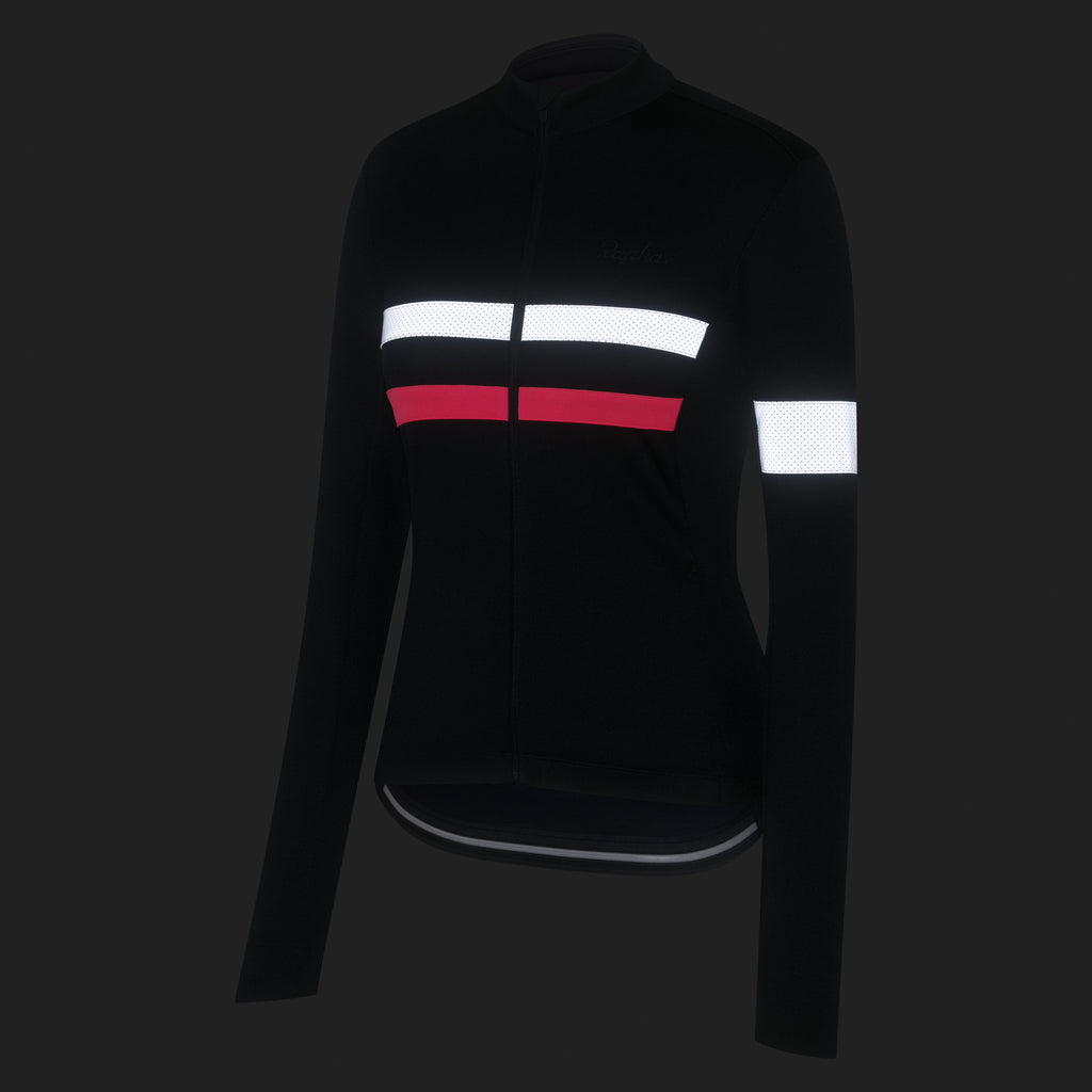Women's Brevet Long Sleeve Jersey - Dark Navy/Hi-Vis Pink
