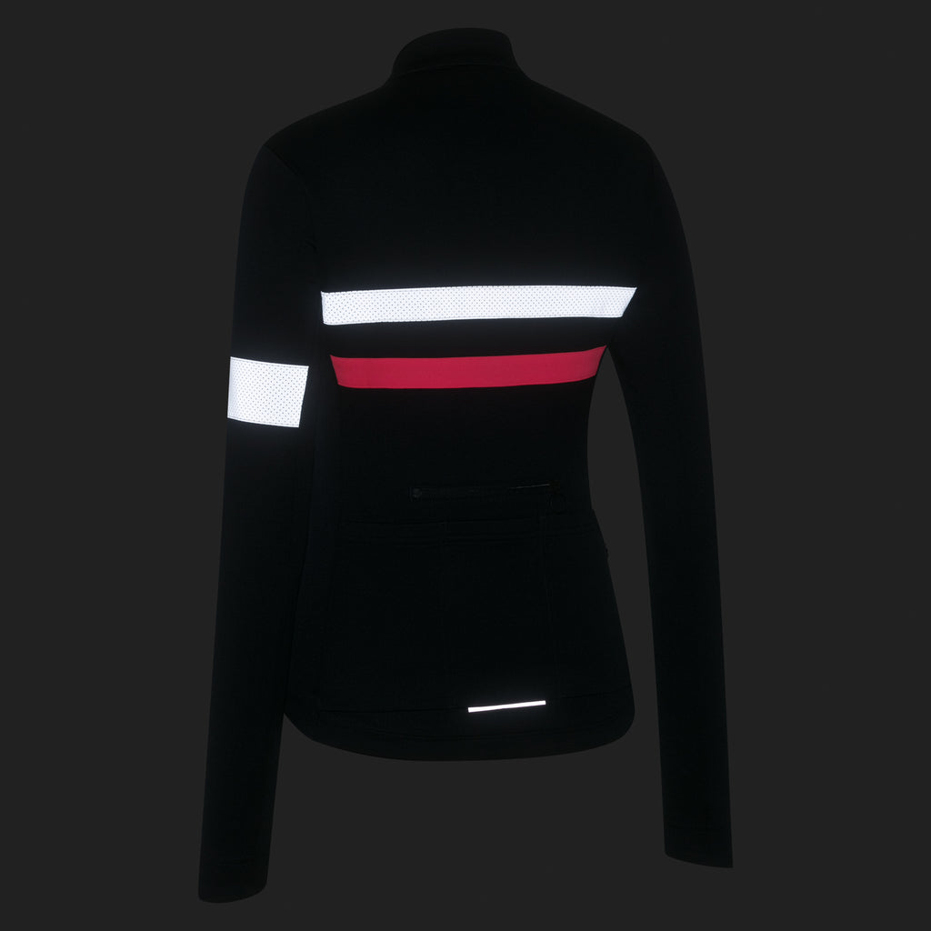 Women's Brevet Long Sleeve Jersey - Dark Navy/Hi-Vis Pink
