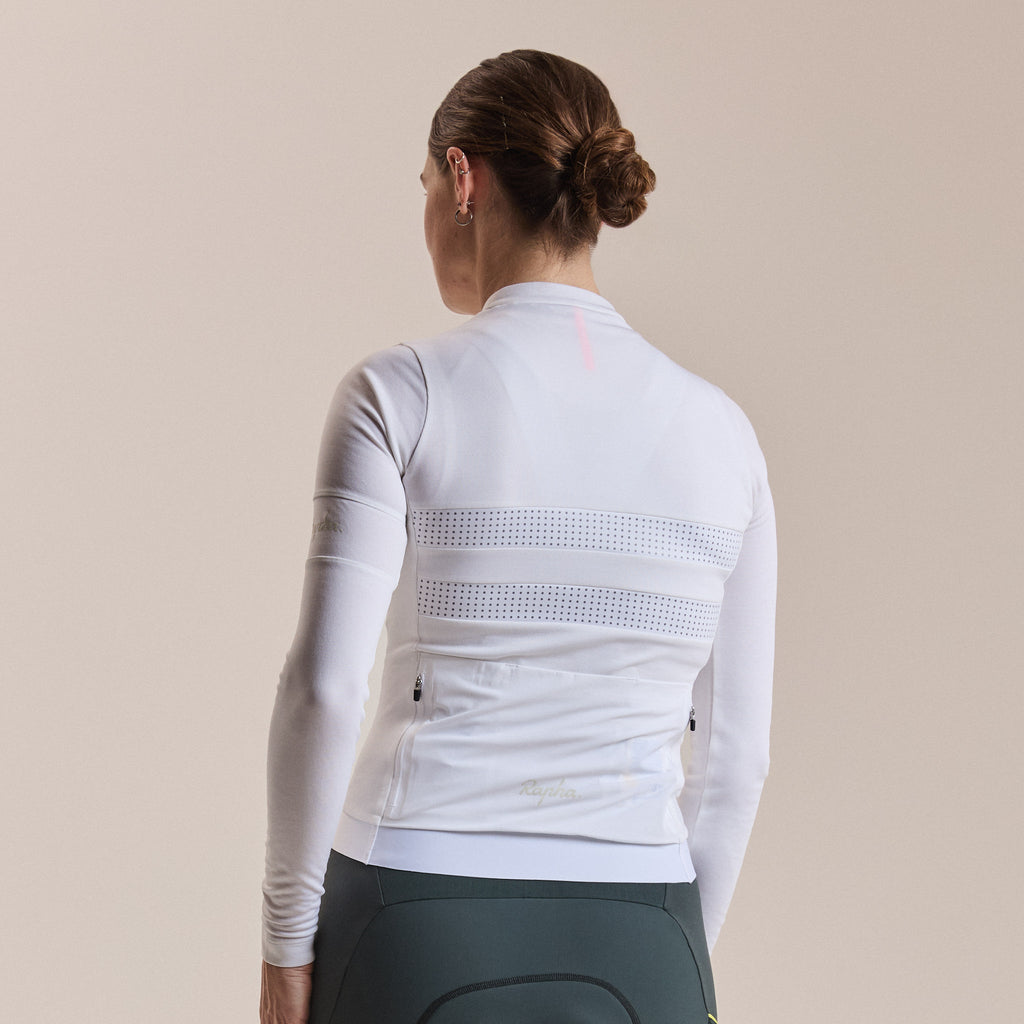 Women's Brevet Long Sleeve Merino Jersey III - White/Silver